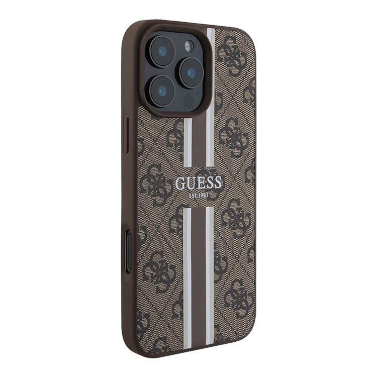 Чехол для iPhone 16 Pro Max GUESS PU Stripes Hard Brown Magsafe , картинка 3
