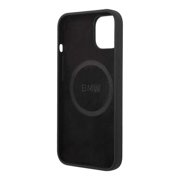 Чехол для iPhone 14 Pro Max BMW Signature Liquid silicone Metal logo Hard (MagSafe),черный, картинка 4