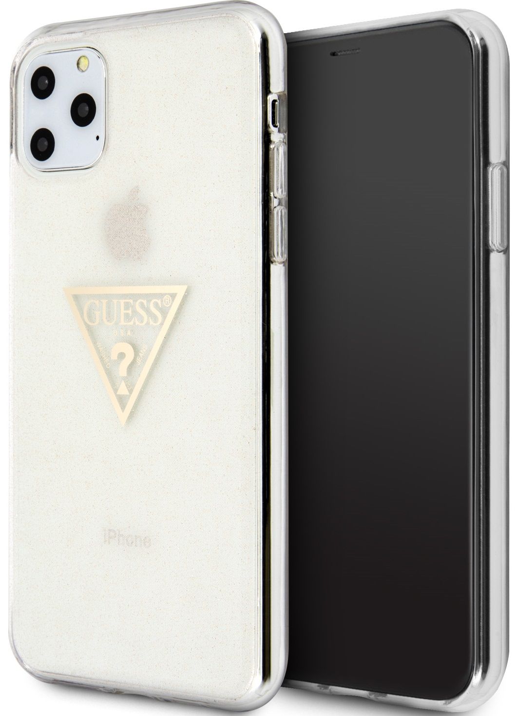 Чехол Guess для iPhone 11 Pro Max Triangle logo Hard TPU Glitter gold