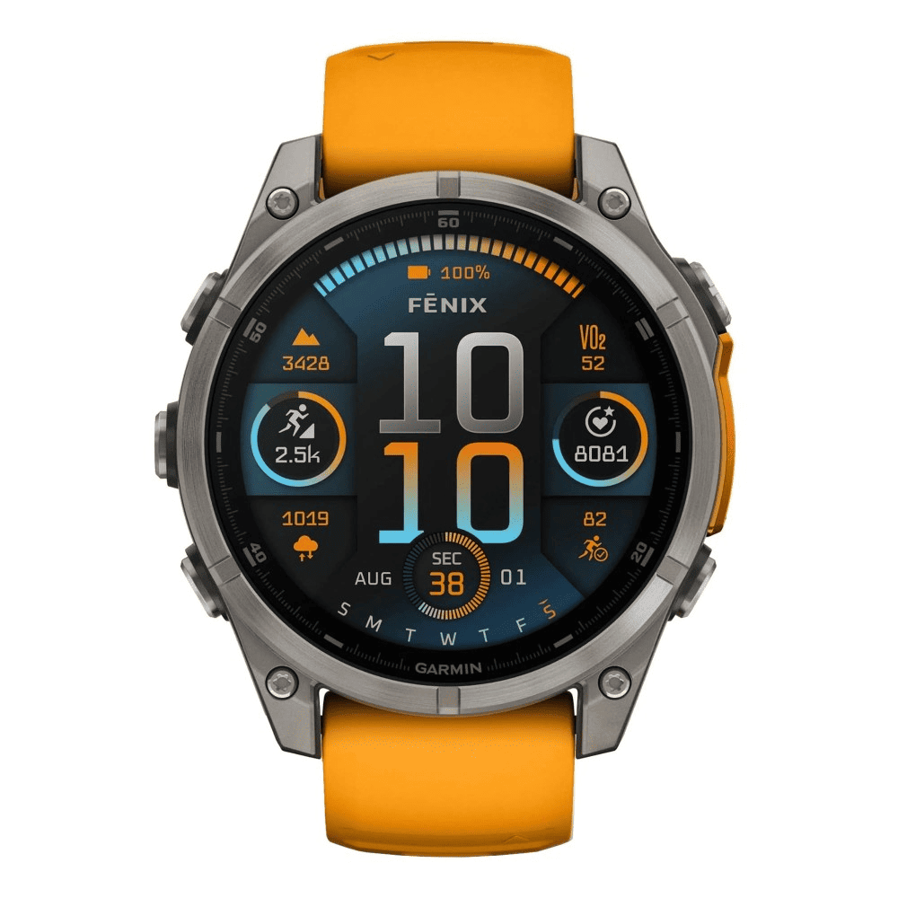Умные часы Garmin Fenix 8 47mm Sapphire Titanium Spark Orange/Graphite Silicone Band, картинка 2