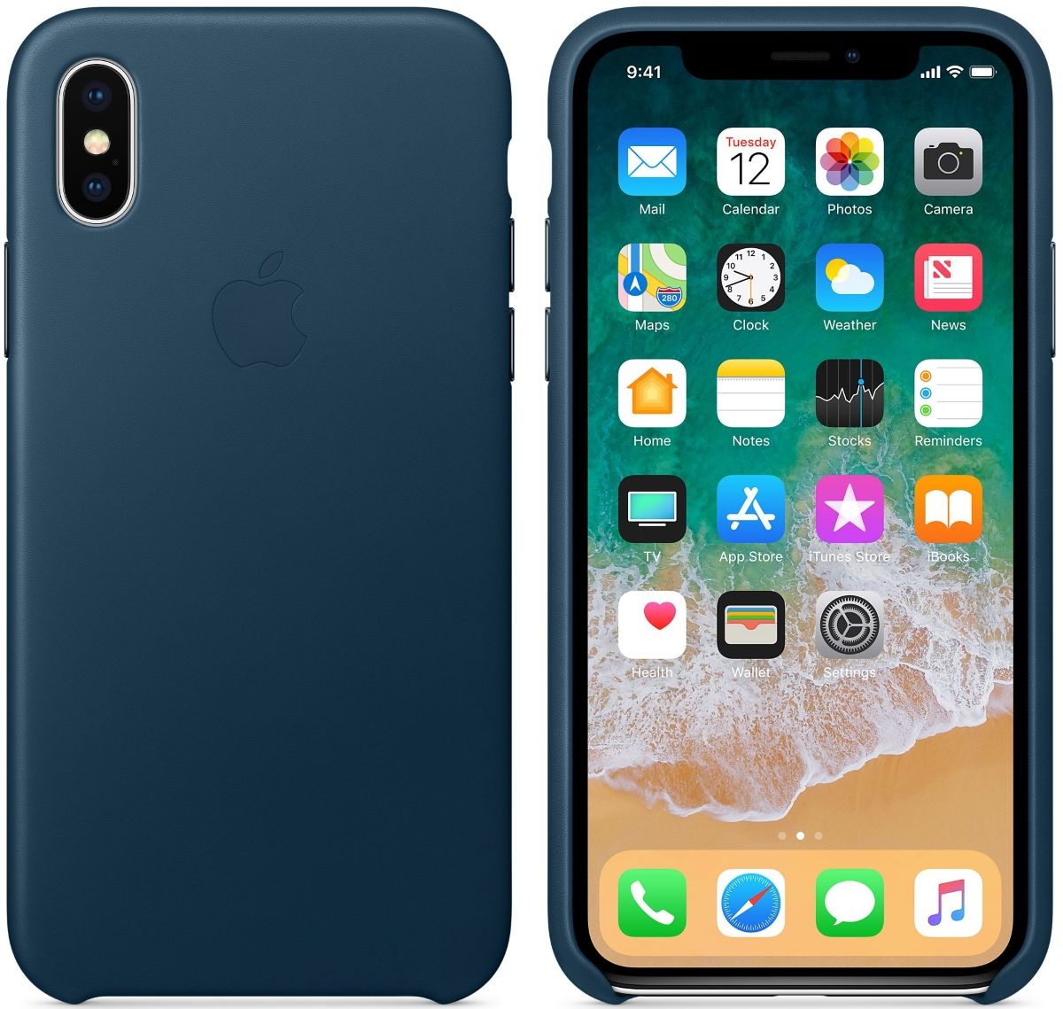 Кожаный чехол Apple iPhone X Leather Cosmos Blue, картинка 2