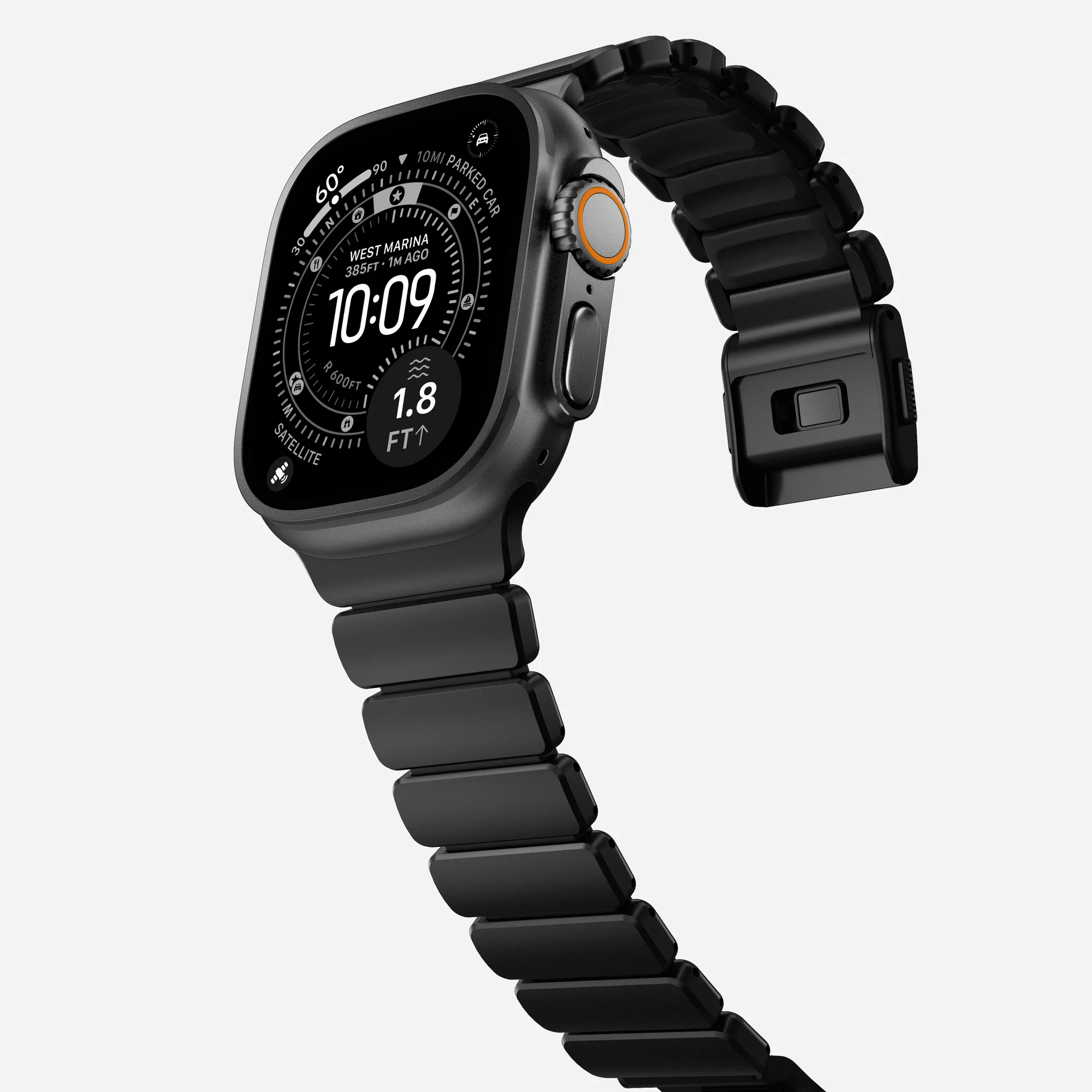 Ремешок Stratos Band Ultra Orange для Apple Watch 44/49mm Black Metal, картинка 8