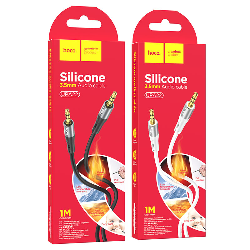 Кабель HOCO Silicone Audio Cable 3.5mm UPA 22 AUX 1M White, картинка 2