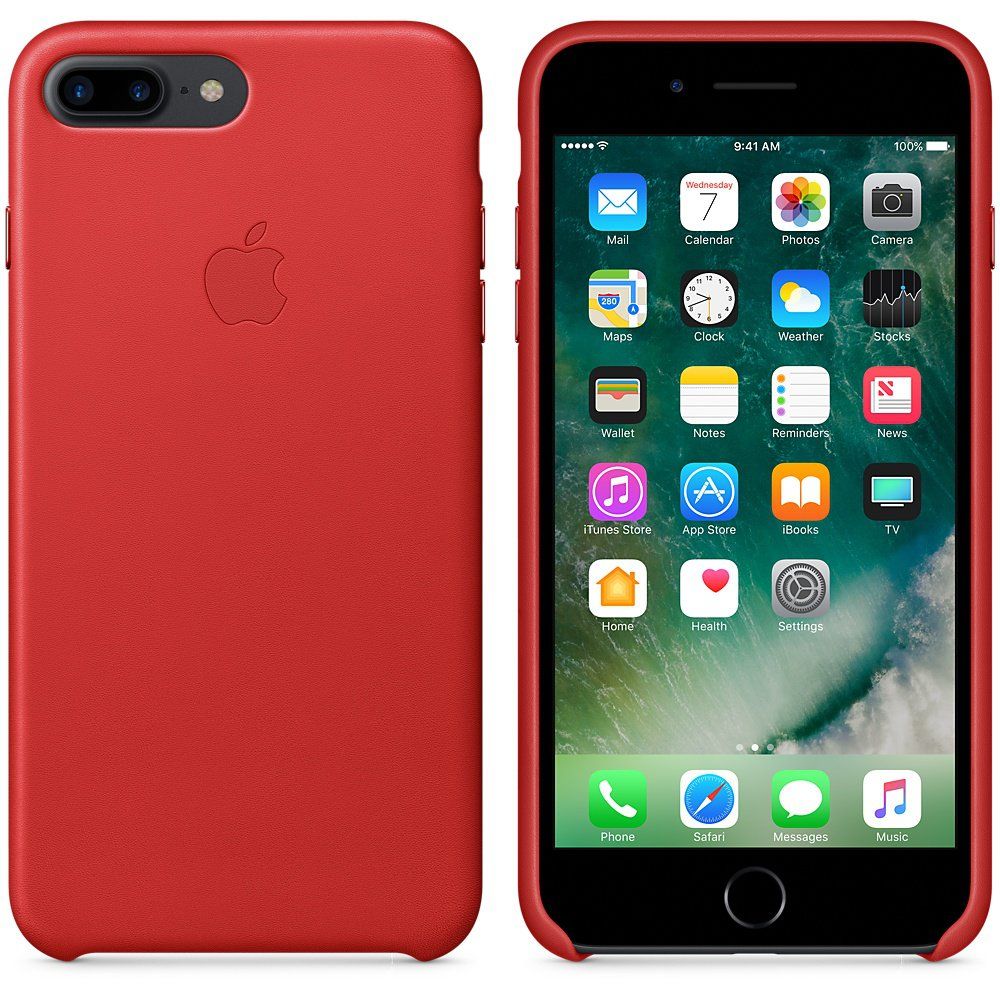 Кожаный чехол Apple iPhone 7 Plus Leather Case RED, картинка 2