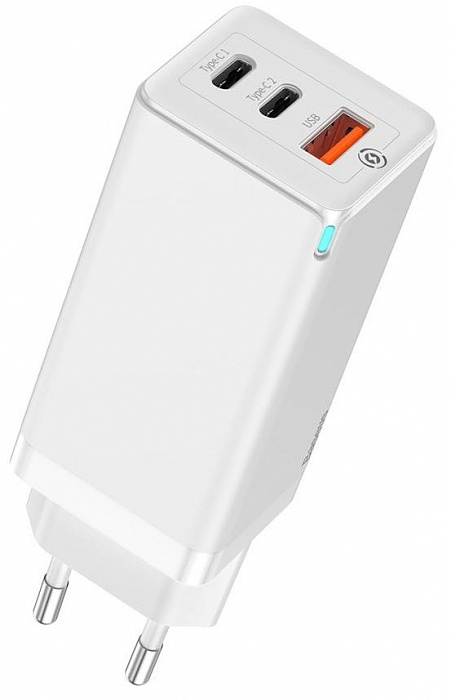 СЗУ BASEUS GaN Mini Quick Travel charger Type-C + USB 65W (CCGAN-B02) Белый, картинка 3