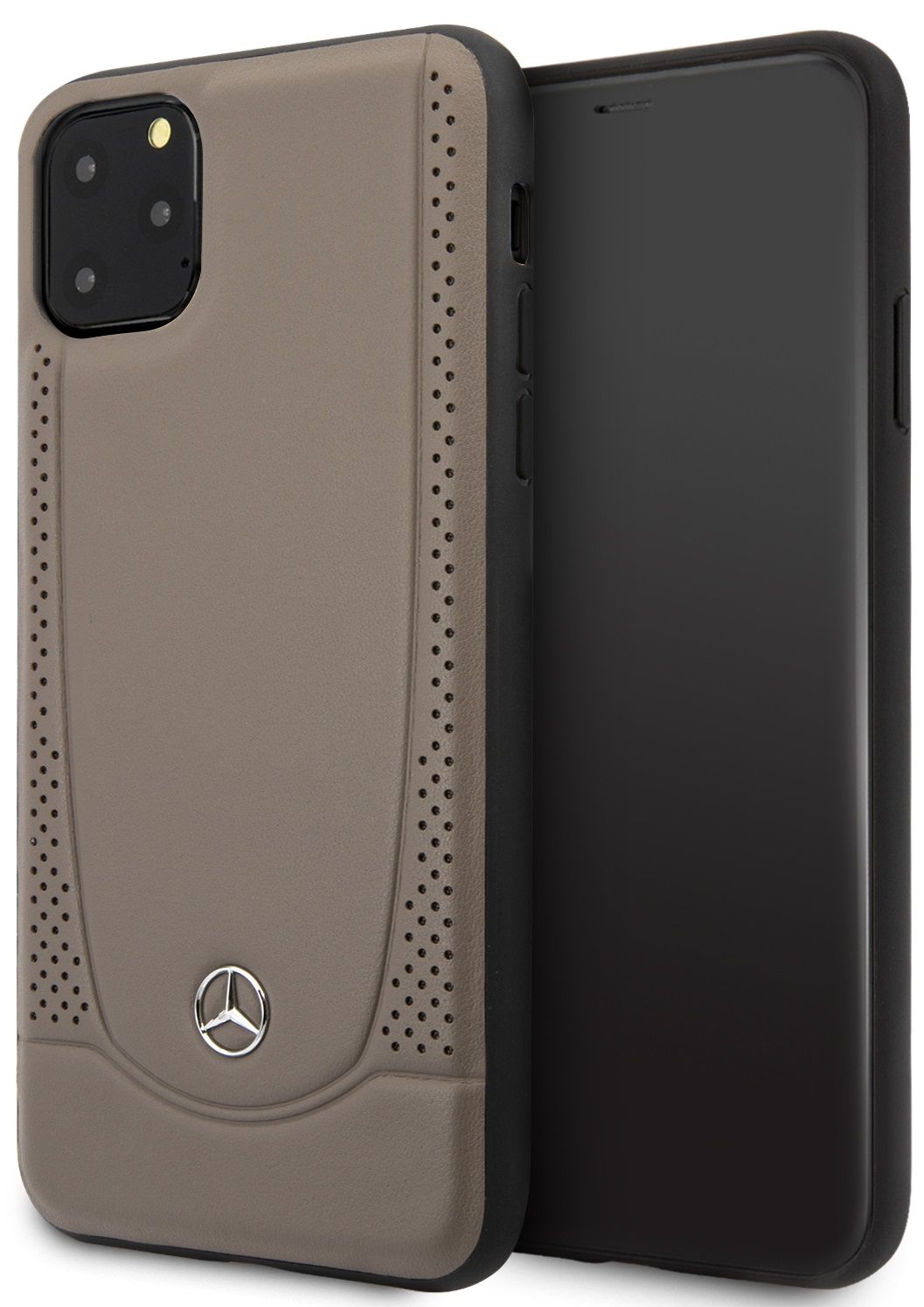 Чехол Mercedes для iPhone 11 Pro Max Urban Smooth/perforated Hard Leather Brown