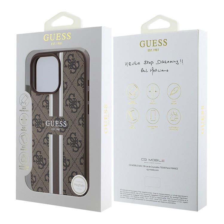 Чехол для iPhone 16 Pro Max GUESS PU Stripes Hard Brown Magsafe , картинка 5
