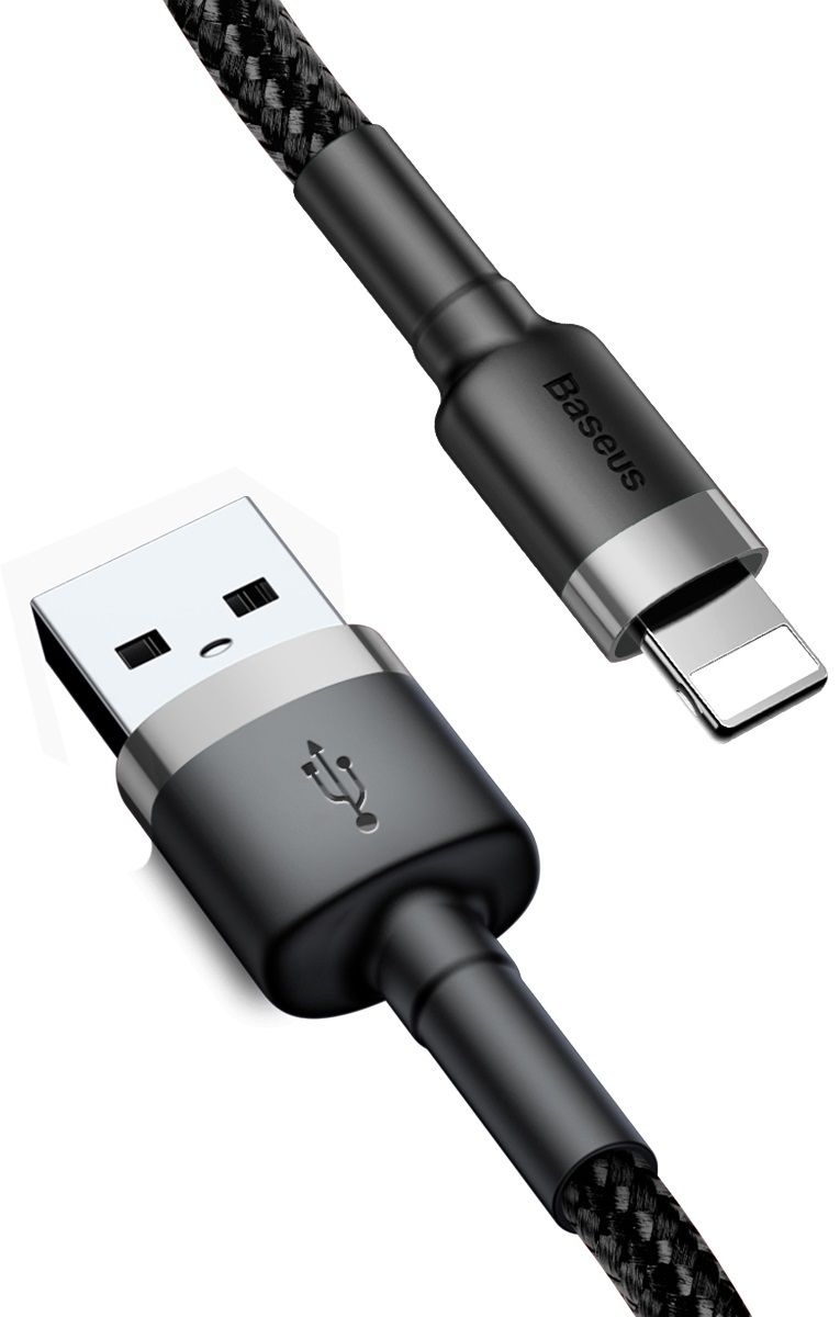 Кабель BASEUS Cafule Lightning Cable 2.4A 1.0m - Black/Gray