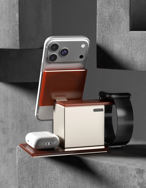 Беспроводное зарядное устройство "VLP" NEO Qi2.2, Apple Watch, amber gray, картинка 7
