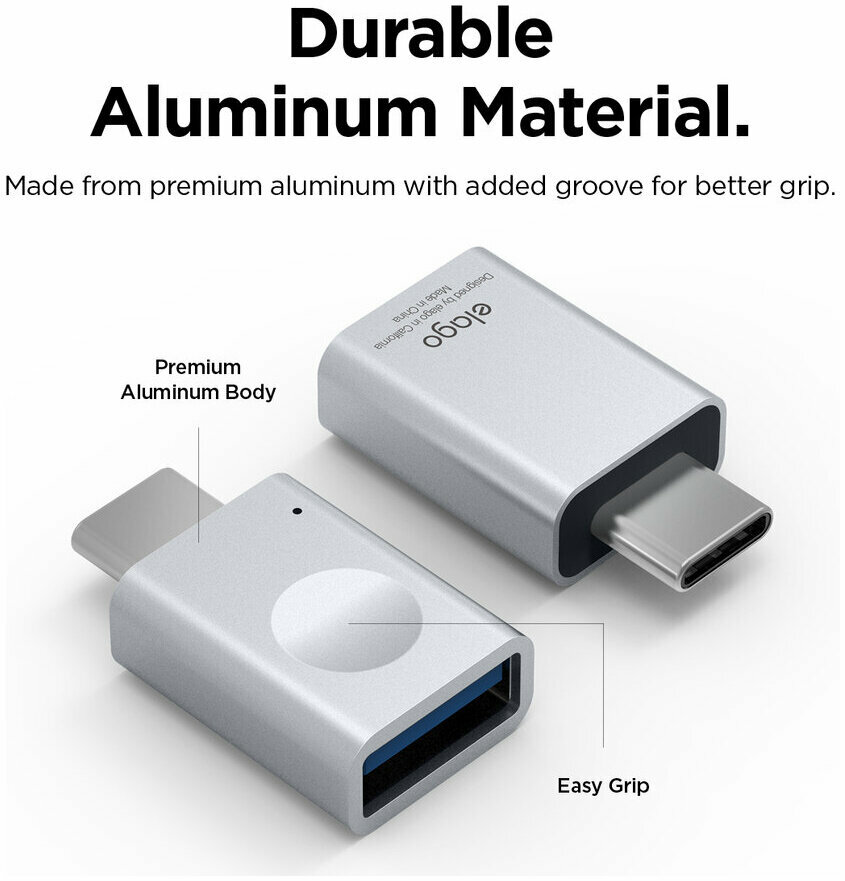 Адаптер Elago USB-C to USB-A Micro Aluminium LED Silver, картинка 6
