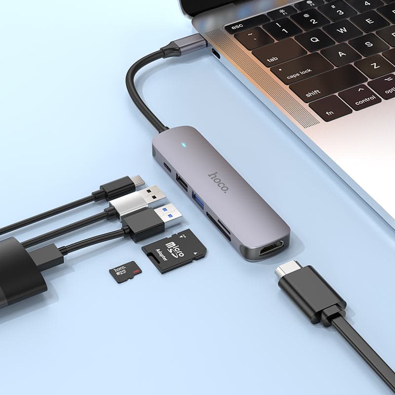 Хаб hoco HB28 6 in 1 для MacBook Pro/Air, картинка 3
