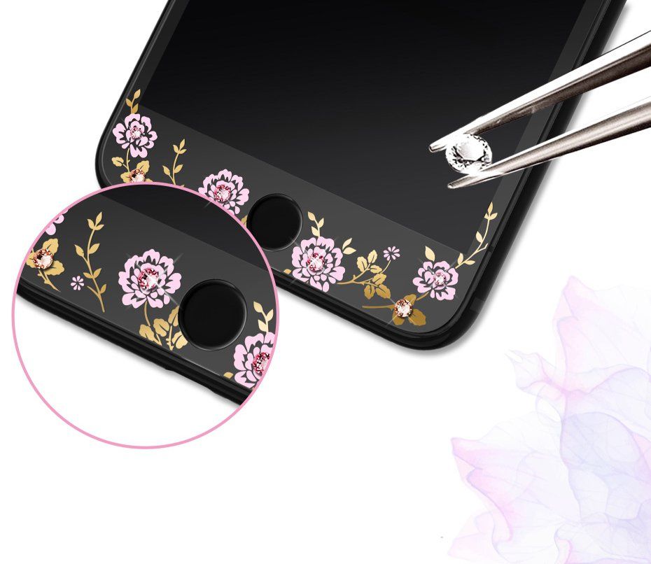 Защитное стекло Kavaro iPhone 7 Flower Tempered Glass - Black, слайд 3