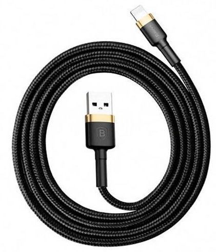 Кабель BASEUS Cafule Lightning Cable 1.5A 2.0m - Black/Gold, картинка 1