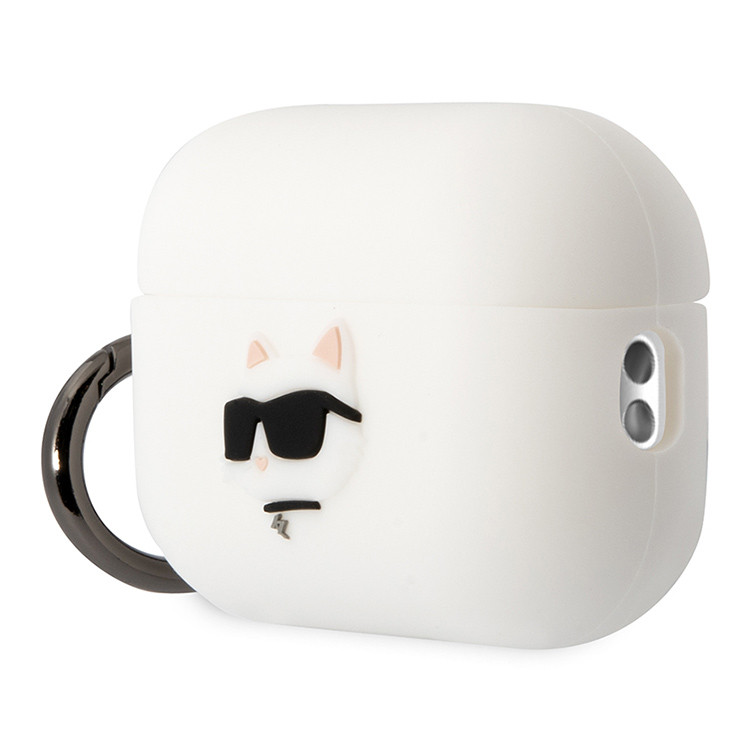 Чехол для AirPods Pro 2 KARL LAGERFELD Silicone case with ring NFT 3D Choupette White, картинка 3