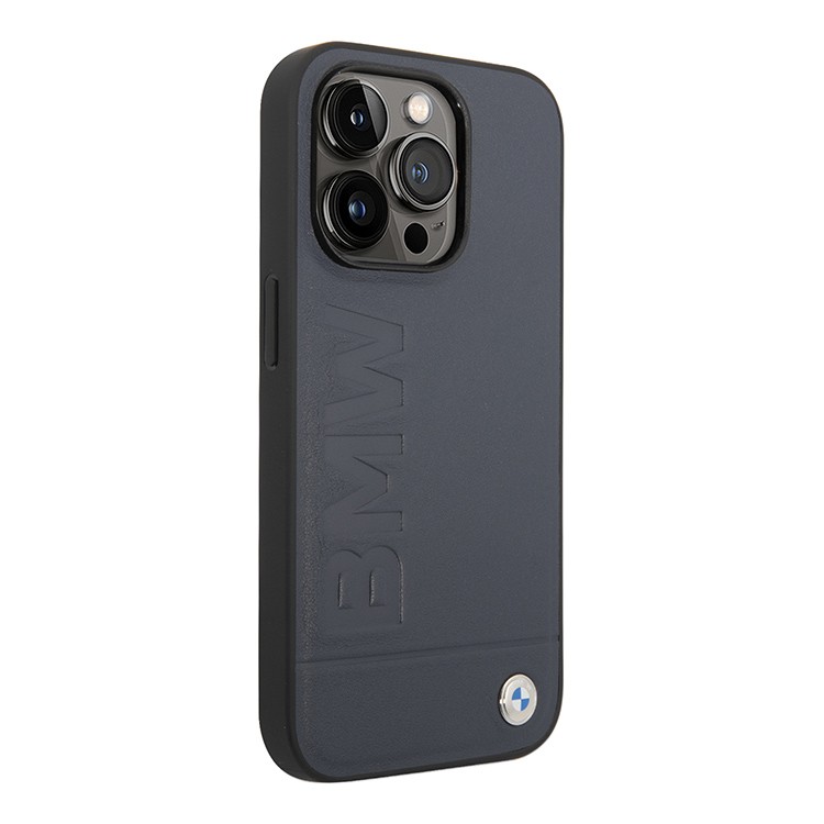 Чехол для iPhone 14 Pro Max BMW Signature Leather Logo imprint Hard (MagSafe),тёмно-синий, картинка 2