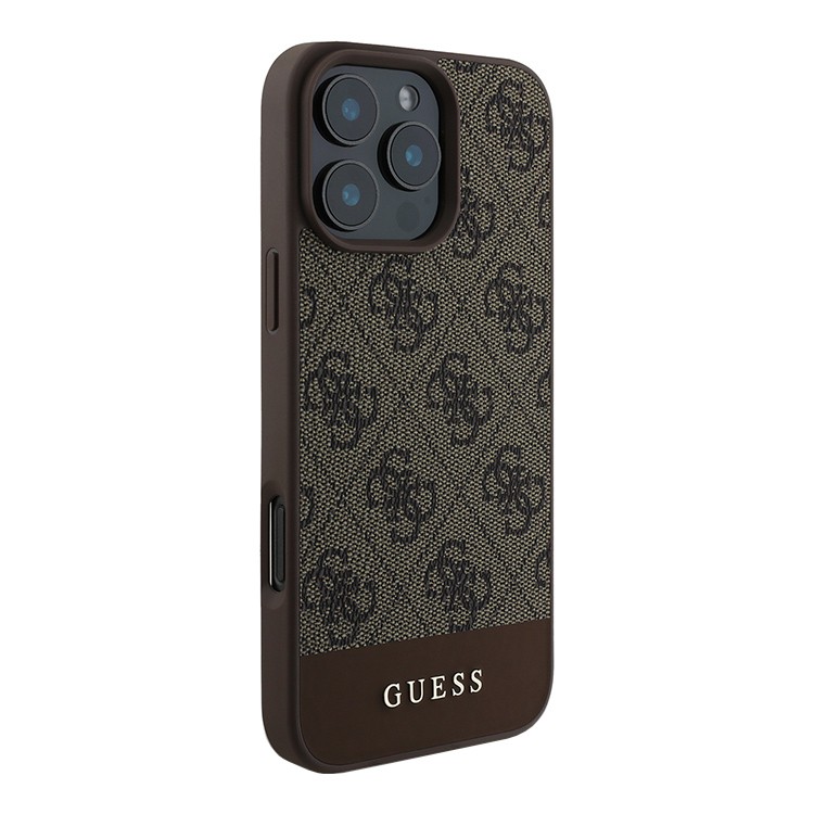 Чехол для iPhone 16 Pro Max GUESS PU Bottom stripe Metal logo Hard Brown, картинка 2