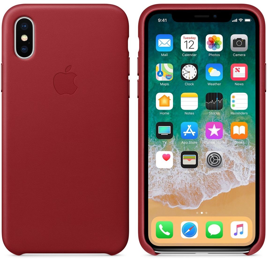 Кожаный чехол Apple iPhone X Leather Case Red, слайд 2