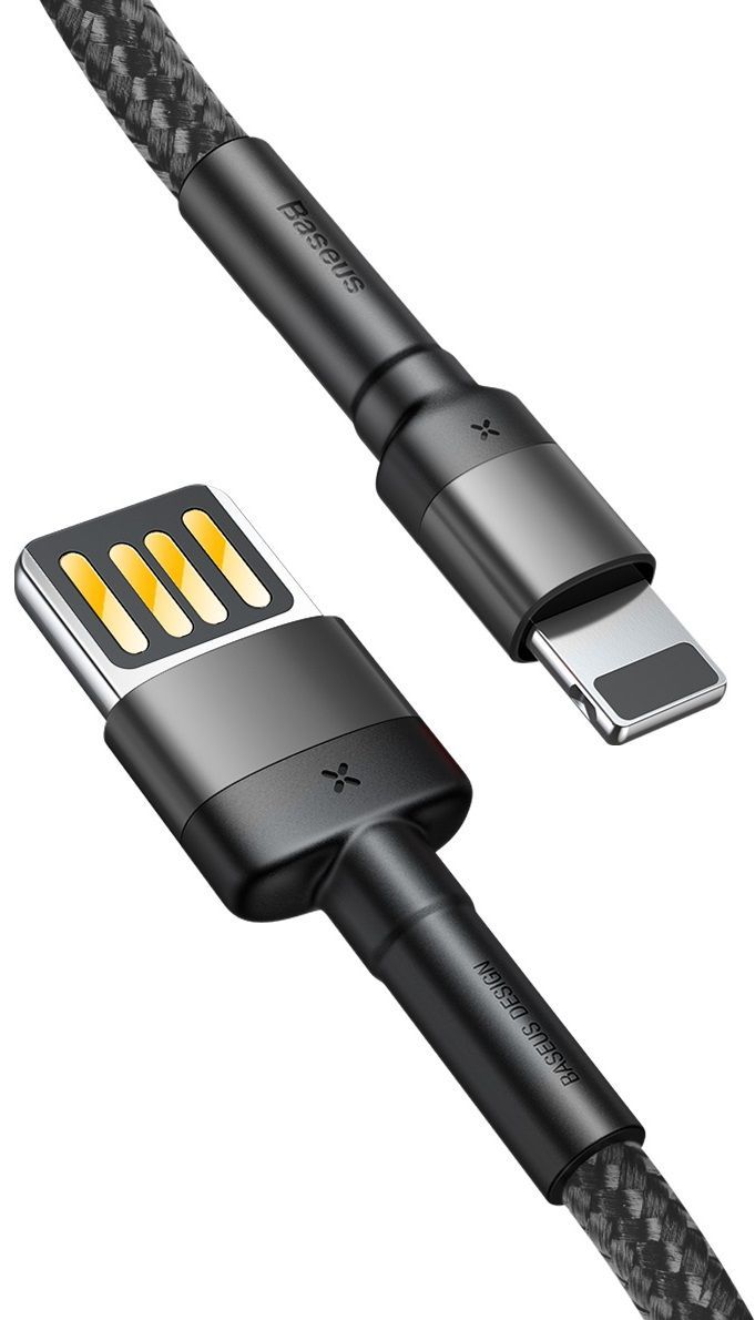 Кабель BASEUS Cafule (Special Edition) Lightning Cable 2.4A 1.0m - Black/Gray, слайд 2