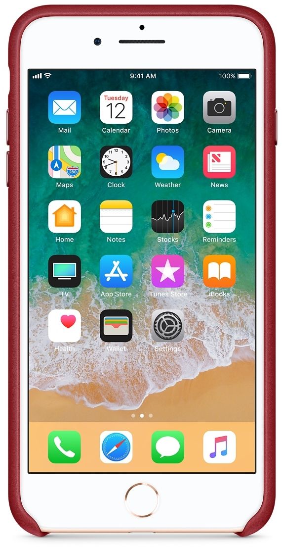 Кожаный чехол Apple iPhone 7/8 Plus Leather Case RED, слайд 2