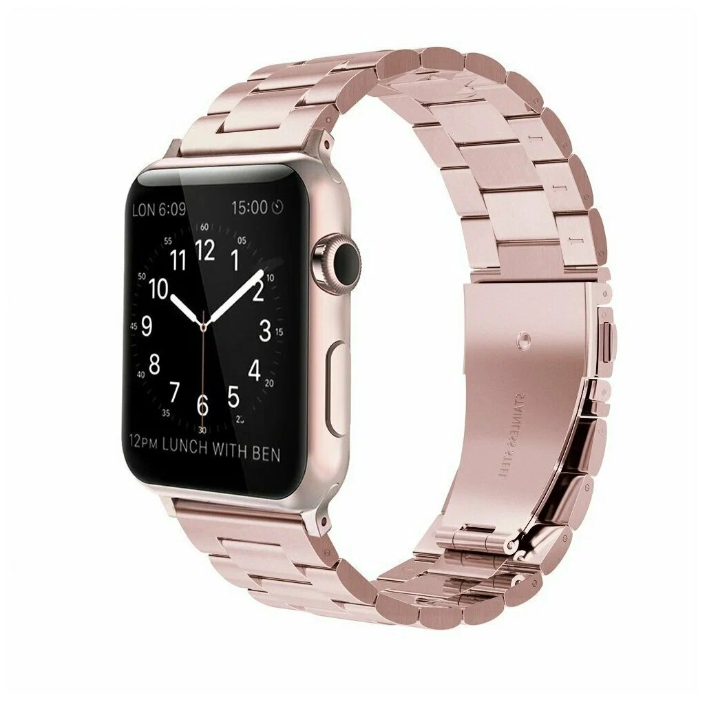 Ремешок для Apple Watch блочный 3 звена 42/44/45/49mm розовое золото, картинка 1