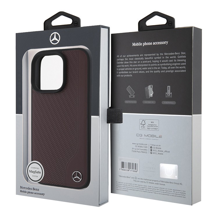 Чехол для iPhone 16 Pro Max MERCEDES Textured Wood Imitation Hard Red MagSafe, картинка 5