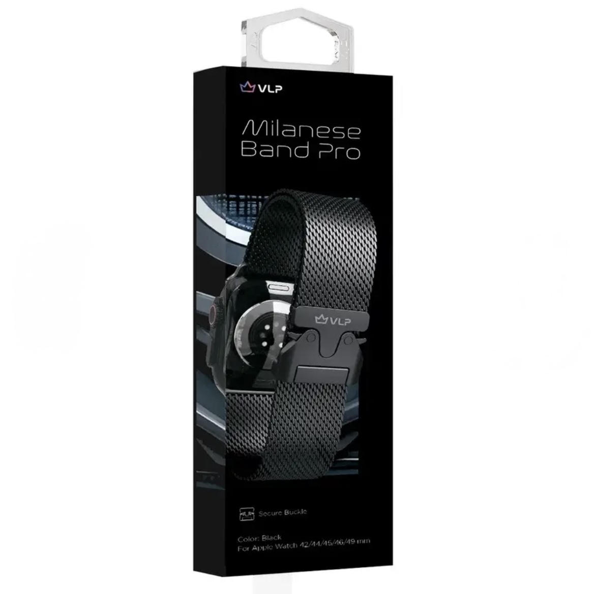 Ремешок для Apple Watch VLP Milanese Band Pro 42/44/45mm, из нержавеющей стали, черный, картинка 2