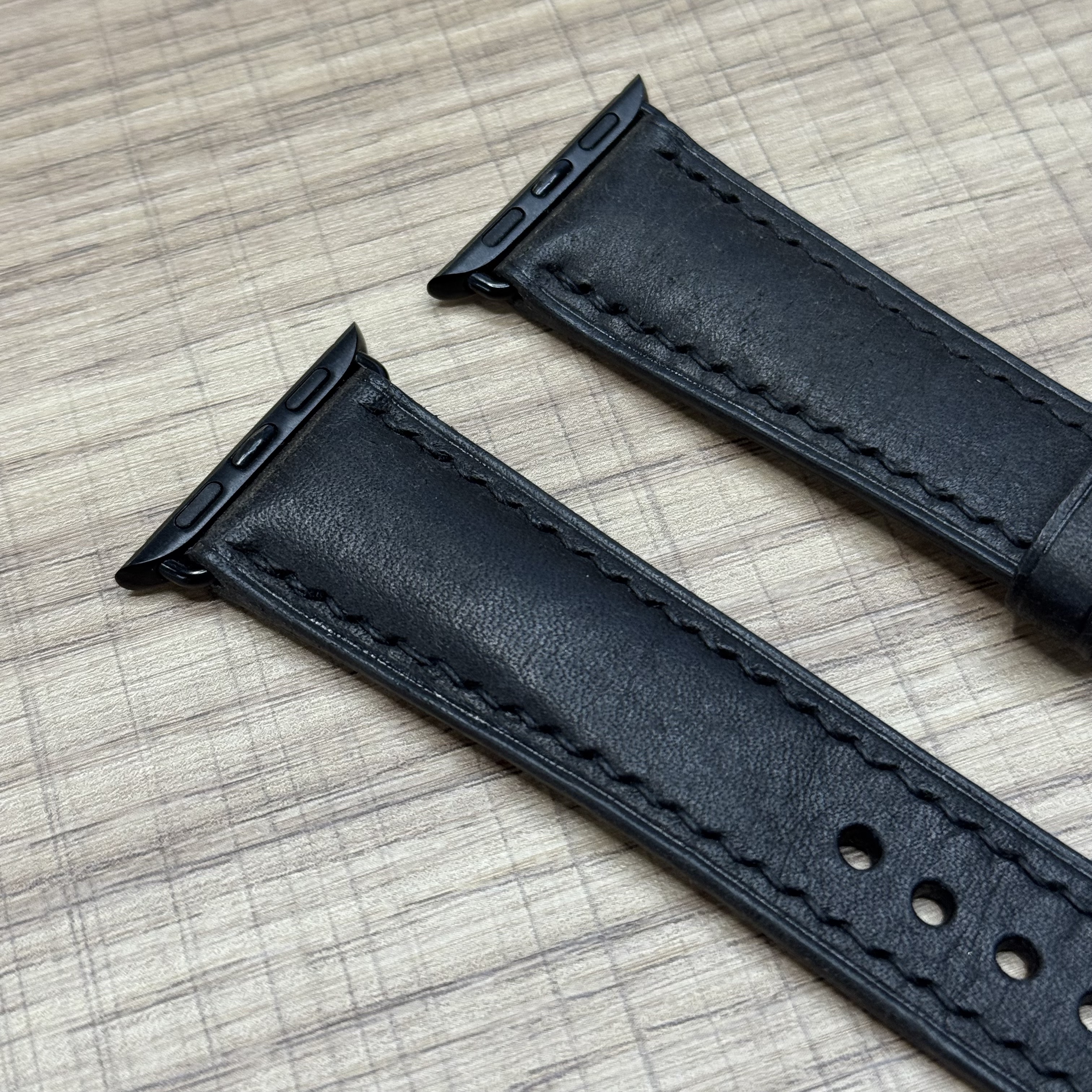 Ремешок для Apple Watch кожаный ручной работы 38/40/41mm Черный, картинка 3