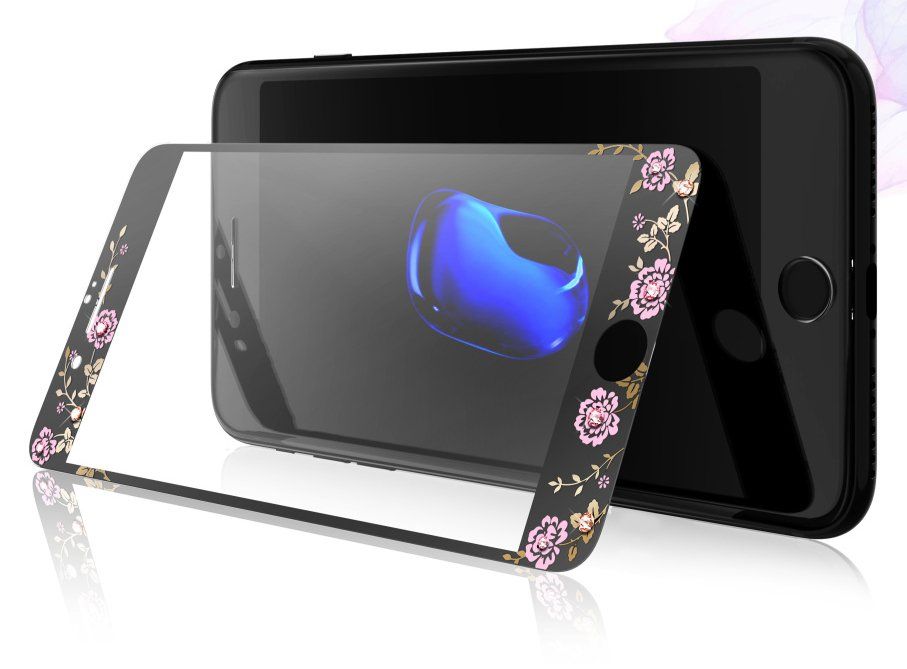 Защитное стекло Защитное стекло Kavaro iPhone 7 Plus Flower Tempered Glass Black, картинка 3