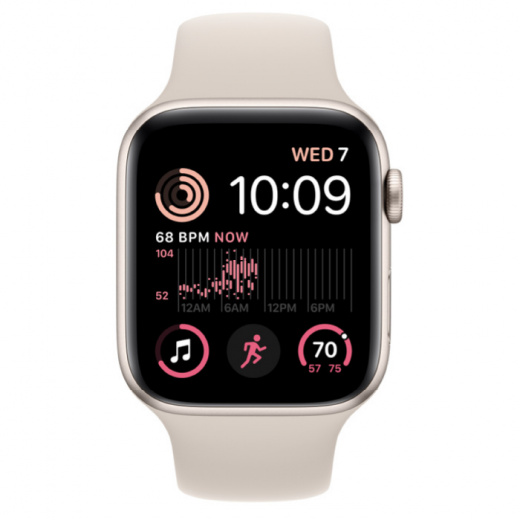 Apple Watch SE, 40 мм, 2022 цвета Starlight, спортивный браслет Starlight, картинка 2