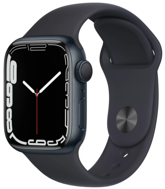 Apple Watch Series 7, 41 мм, цвета Midnight, спортивный браслет Midnight