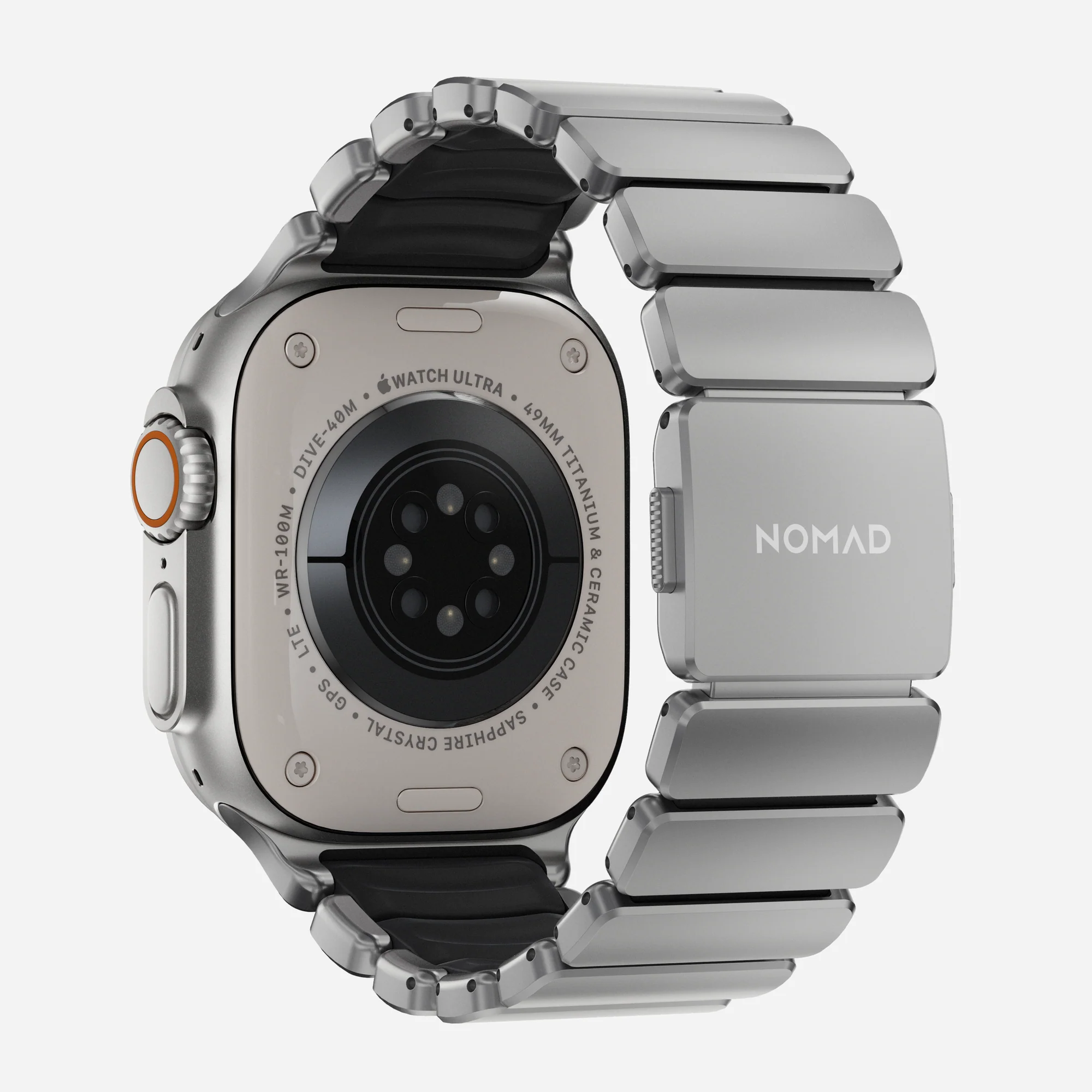 Ремешок Stratos Band Ultra Orange для Apple Watch 44/49mm Silver Metal, картинка 4