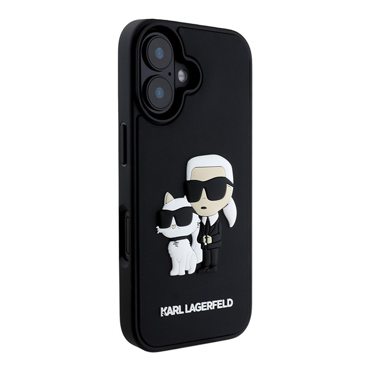 Чехол для iPhone 16 KARL LAGERFELD 3D Rubber NFT Karl & Choupette Hard Black, картинка 2