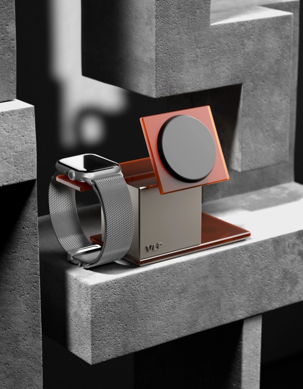 Беспроводное зарядное устройство "VLP" NEO Qi2.2, Apple Watch, amber gray, картинка 5