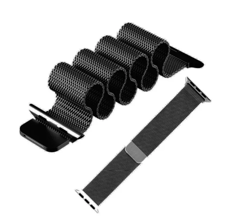 Ремешок для Apple Watch 42/44/45/49mm Миланская петля, черный, картинка 4