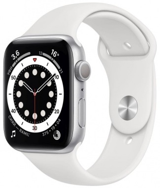 Часы Apple Watch Series 6 GPS 44mm Silver Aluminum Case with White Sport Band (M00D3RU/A)