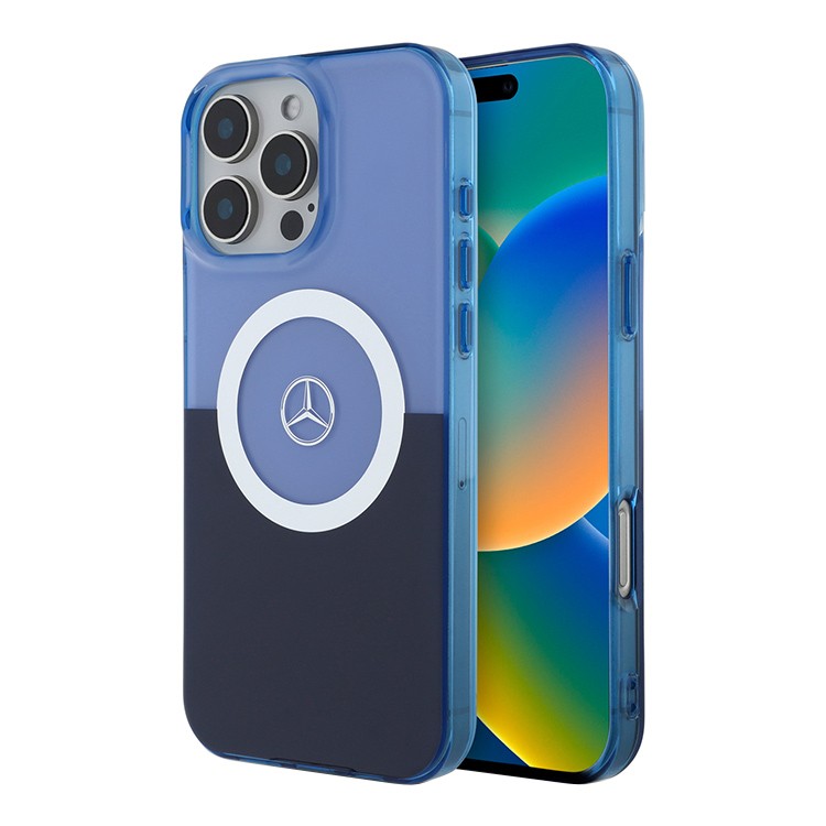 Чехол для iPhone 16 Pro Max MERCEDES Double layer Bicolor Hard Purple/Blue MagSafe, картинка 1