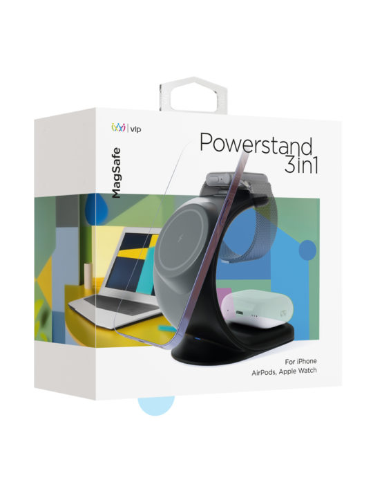 Беспроводное зарядное устройство VLP Powerstand 3 in 1 для Apple, черное, картинка 4