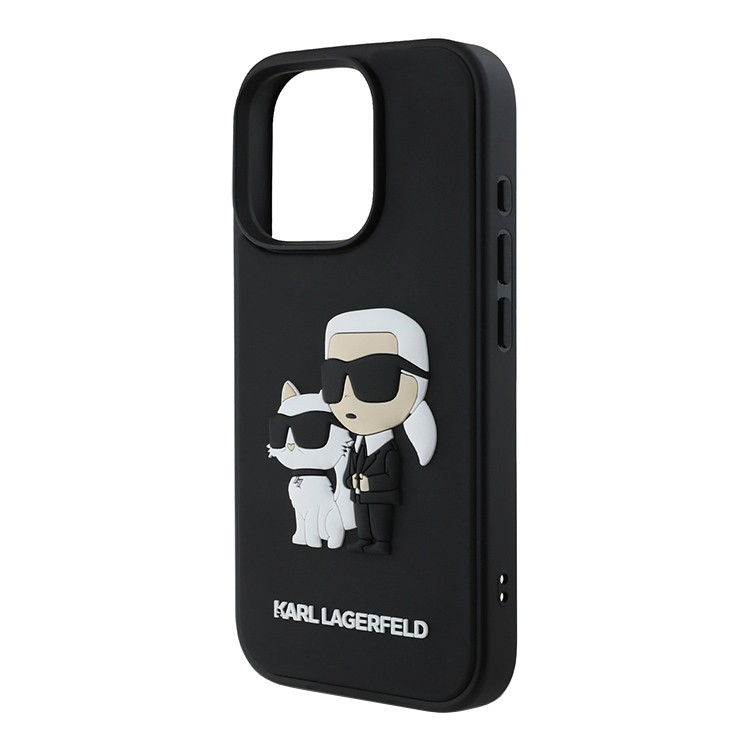 Чехол для iPhone 16 Pro Max KARL LAGERFELD PC/TPU NFT Karl & Choupette Hard Glitter Black, картинка 3