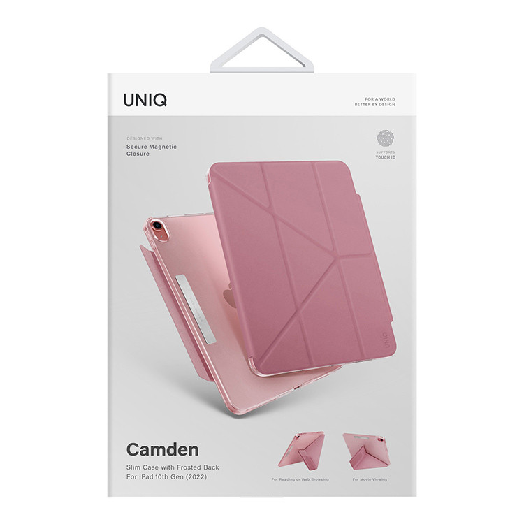 Чехол UNIQ Camden Secure Magnetic Closure для iPad 10.9 (2022), Rouge Pink, картинка 6