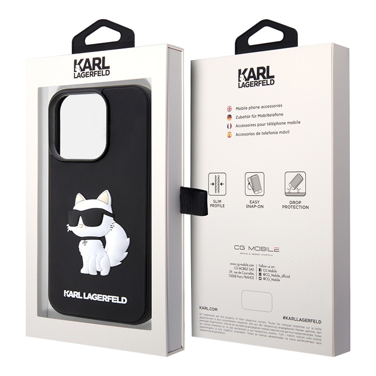 Чехол для iPhone 15 Pro Max KARL LAGERFELD 3D Rubber NFT Karl & Choupette Hard Black, картинка 5