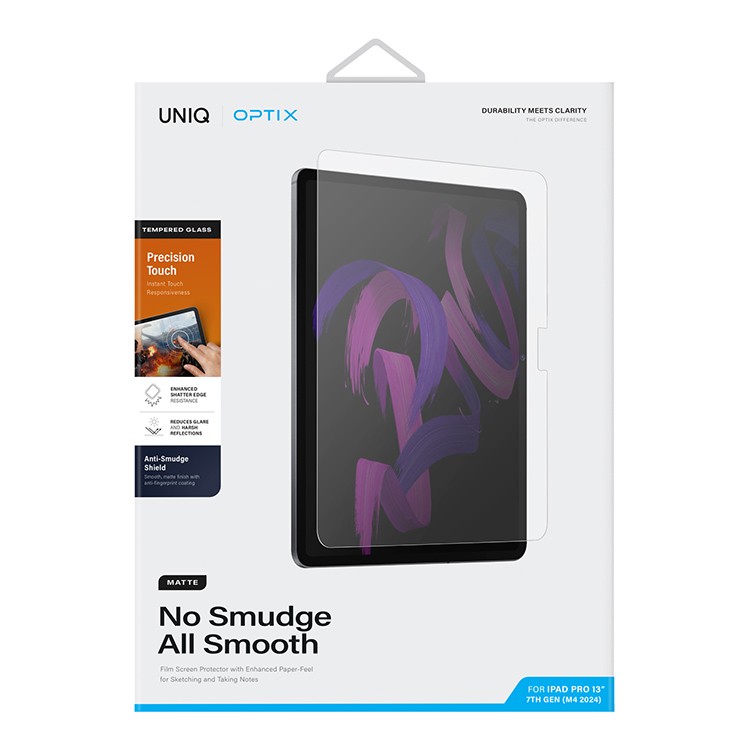 Защитное стекло для iPad Pro 13 (2024) UNIQ Optix Matte Clear, картинка 1