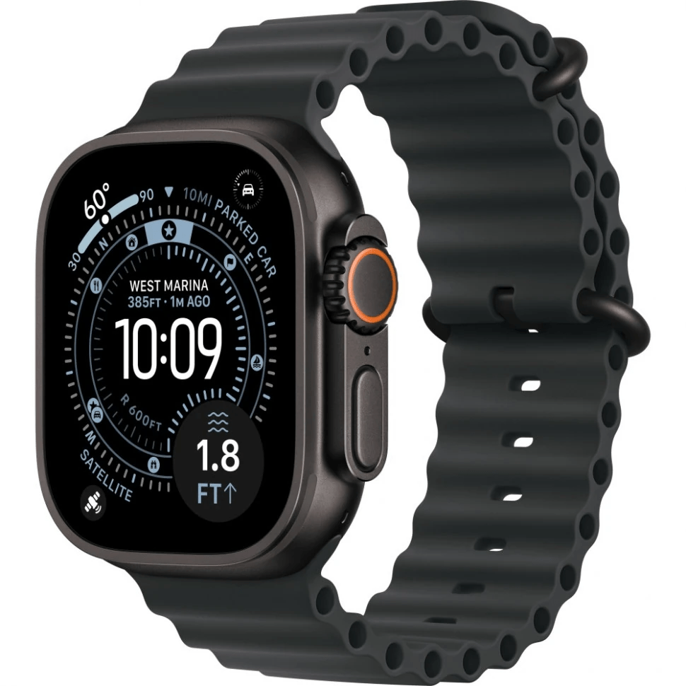 Apple Watch Ultra 3 GPS, 49 мм, черный титан, ремешок Ocean цвета «Black»