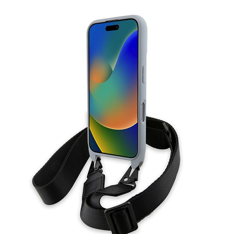 Чехол для iPhone 16 Pro Max BMW Crossbody PU Cardon stripe Metal logo Hard Grey, картинка 4