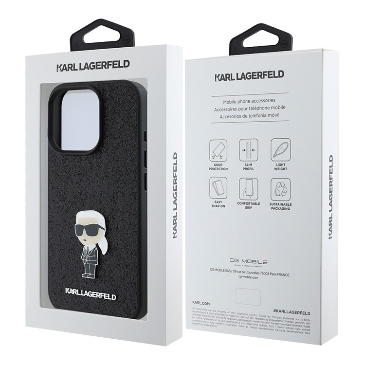 Чехол для iPhone 16 Pro Max KARL LAGERFELD Liquid Glitter NFT Karl Ikonic Hard Transparter/Black, картинка 5