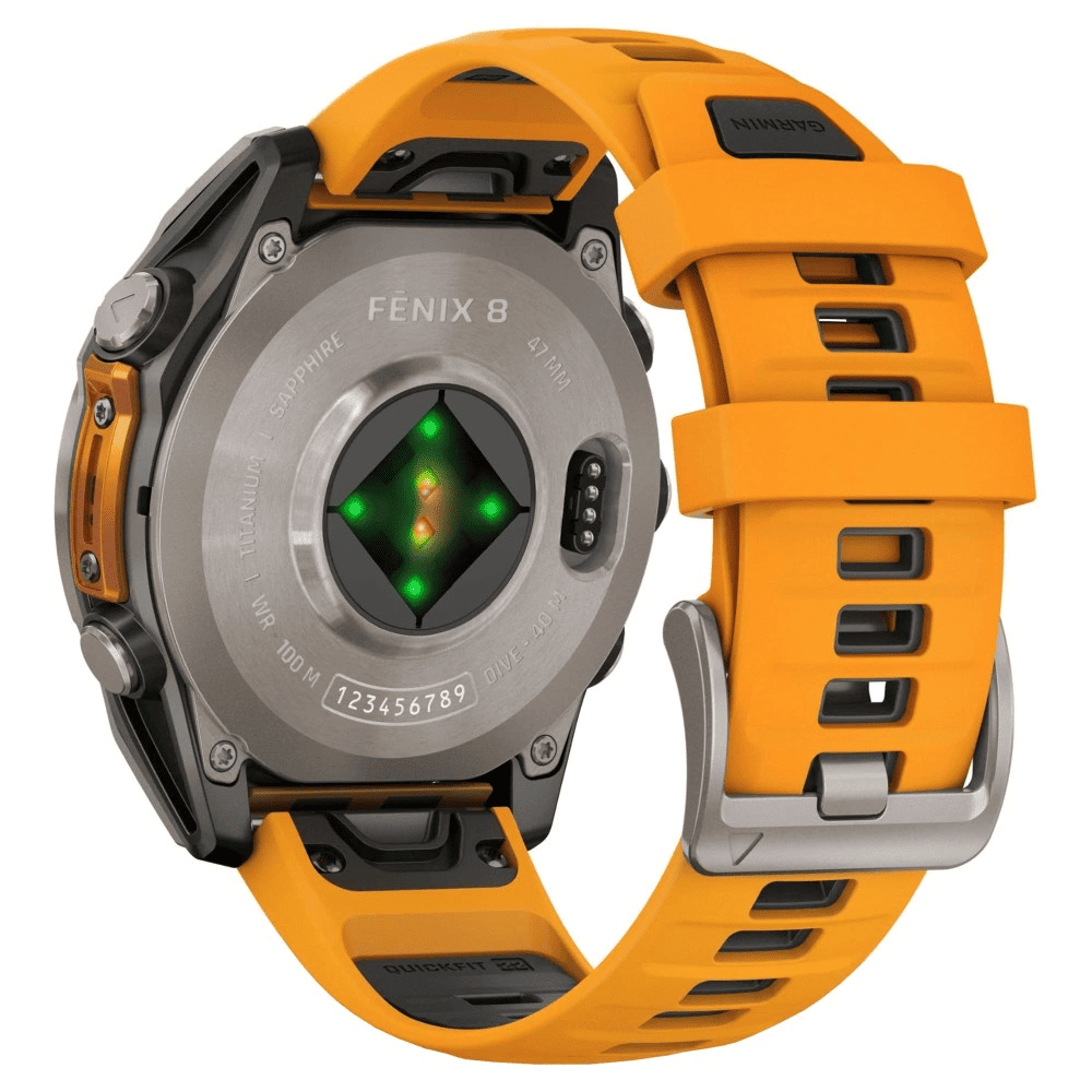 Умные часы Garmin Fenix 8 47mm Sapphire Titanium Spark Orange/Graphite Silicone Band, картинка 4