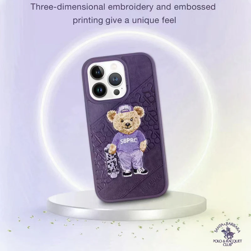 Чехол для iPhone 14 Pro Santa Barbara Polo Bear, фиолетовый, картинка 1