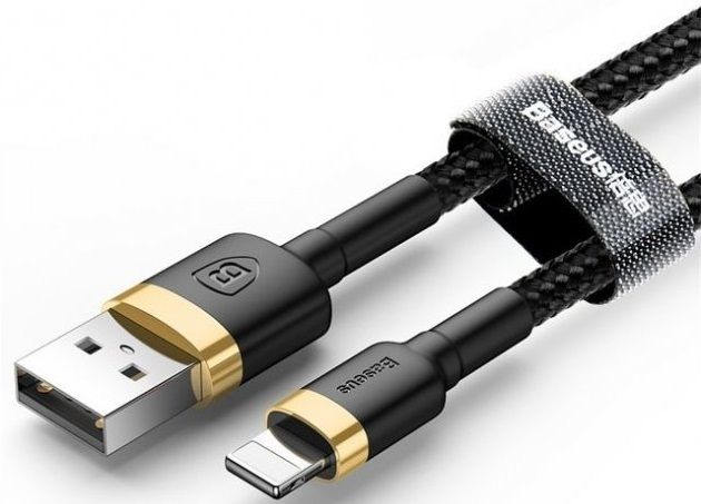 Кабель BASEUS Cafule Lightning Cable 1.5A 2.0m - Black/Gold, слайд 3
