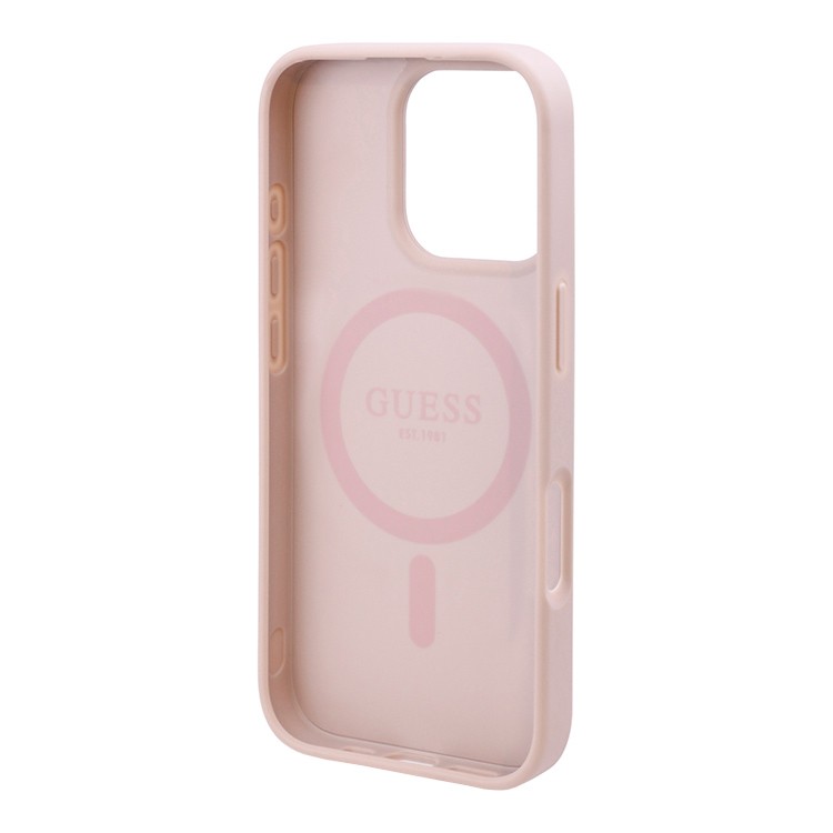 Чехол для iPhone 16 Pro GUESS PU Flowers Roses Hard Pink MagSafe  , картинка 5
