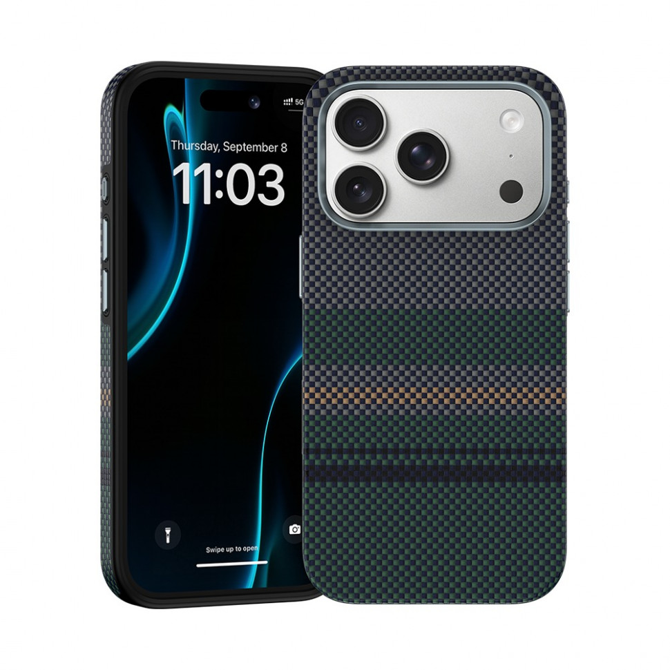 Чехол для iPhone 17 Pro Max Benks ArmorPro Aurora Kevlar, Green