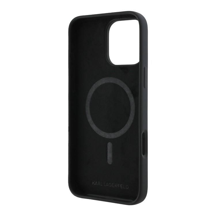 Чехол для iPhone 16 Pro Max KARL LAGERFELD Liquid Silicone NFT Karl & Choupette Hard Black MagSafe, картинка 4